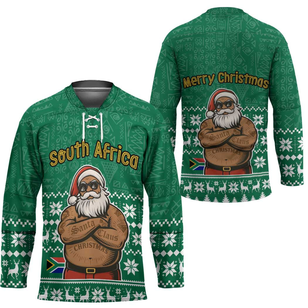 South Africa Christmas Hockey Jersey Christmas Santa Claus Tattoo - Wonder Print Shop