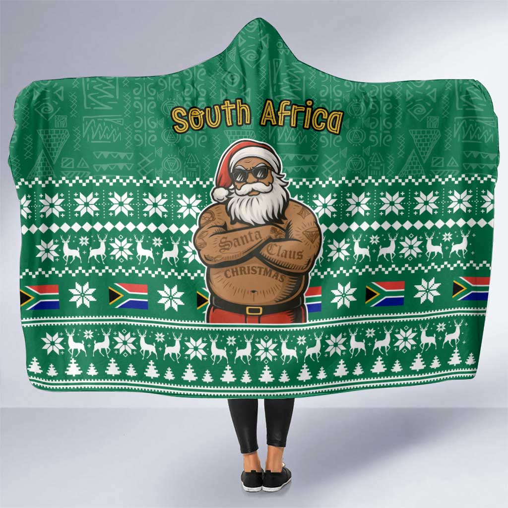 South Africa Christmas Hooded Blanket Christmas Santa Claus Tattoo - Wonder Print Shop