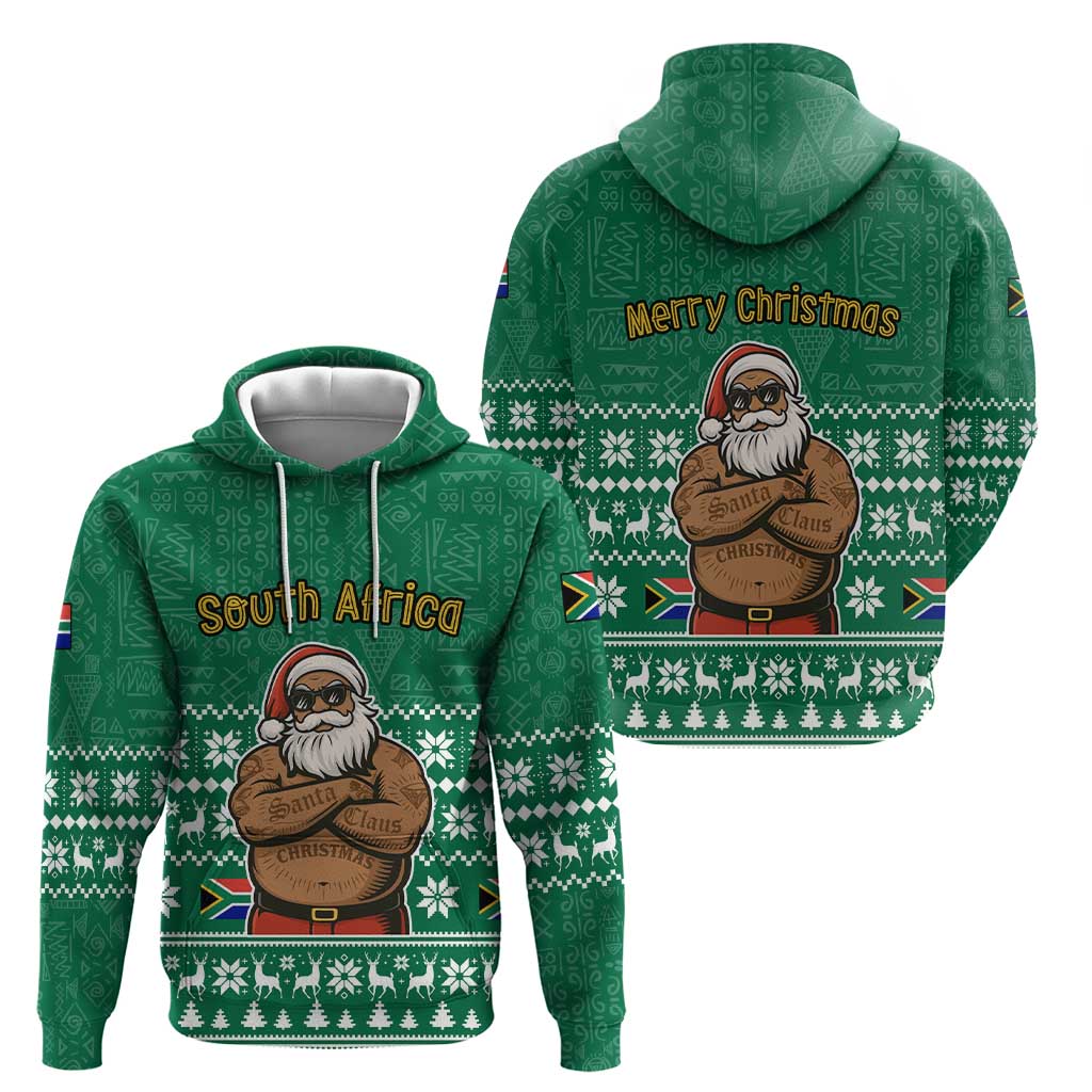 South Africa Christmas Hoodie Christmas Santa Claus Tattoo - Wonder Print Shop