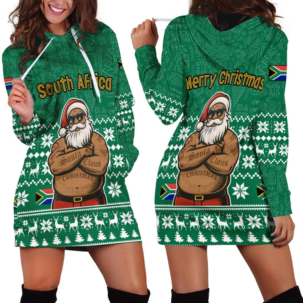 South Africa Christmas Hoodie Dress Christmas Santa Claus Tattoo - Wonder Print Shop