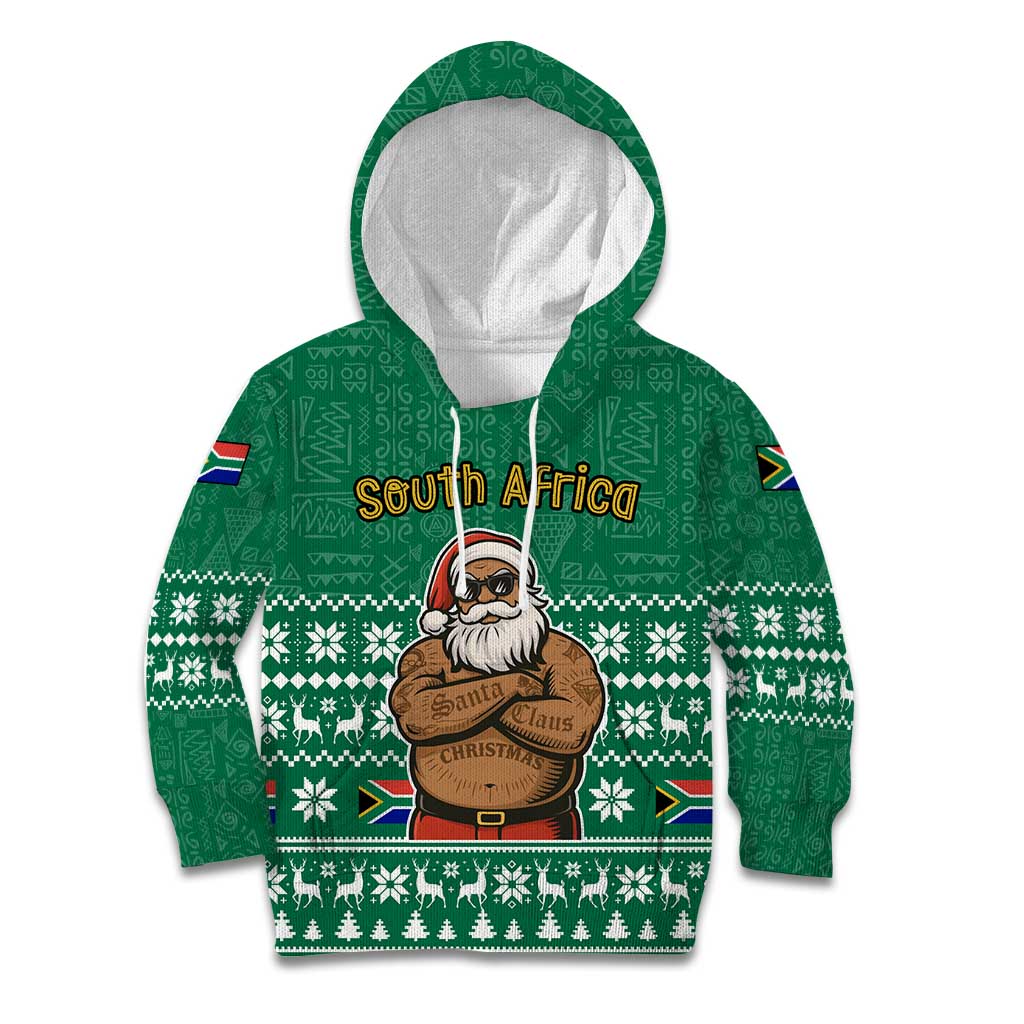 South Africa Christmas Kid Hoodie Christmas Santa Claus Tattoo - Wonder Print Shop