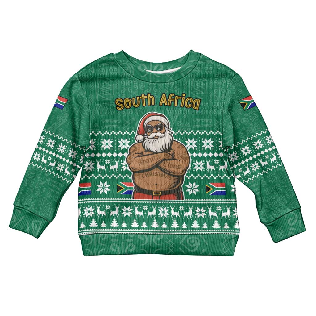 South Africa Christmas Kid Ugly Christmas Sweater Christmas Santa Claus Tattoo - Wonder Print Shop