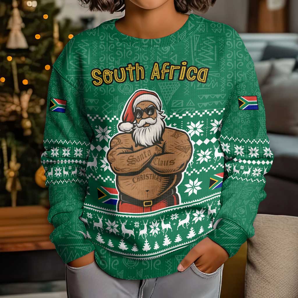 South Africa Christmas Kid Ugly Christmas Sweater Christmas Santa Claus Tattoo - Wonder Print Shop