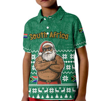 South Africa Christmas Kid Polo Shirt Christmas Santa Claus Tattoo - Wonder Print Shop