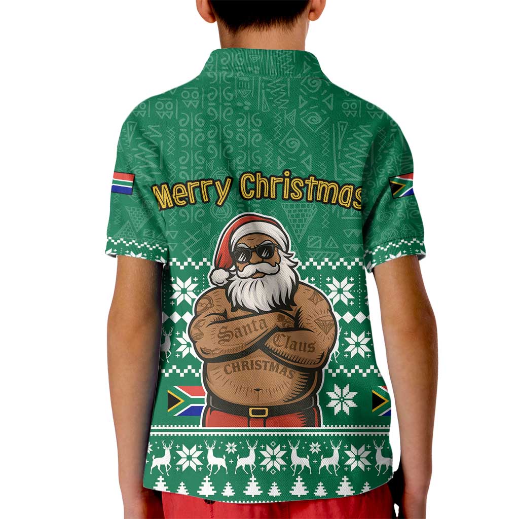 South Africa Christmas Kid Polo Shirt Christmas Santa Claus Tattoo - Wonder Print Shop