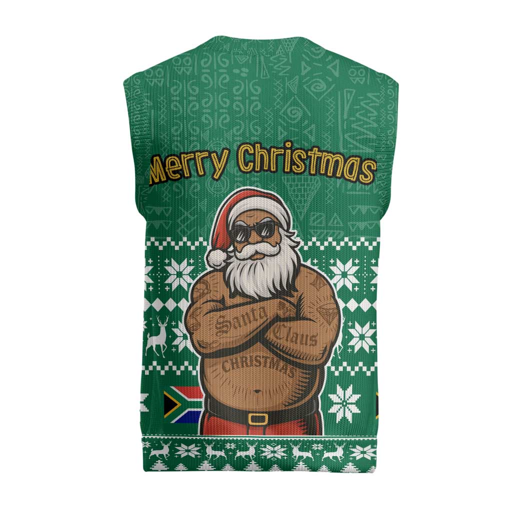 South Africa Christmas Knitted V-Neck Vest Christmas Santa Claus Tattoo - Wonder Print Shop