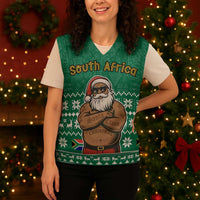 South Africa Christmas Knitted V-Neck Vest Christmas Santa Claus Tattoo - Wonder Print Shop
