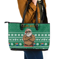 South Africa Christmas Leather Tote Bag Christmas Santa Claus Tattoo - Wonder Print Shop