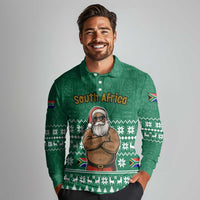 South Africa Christmas Long Sleeve Polo Shirt Christmas Santa Claus Tattoo - Wonder Print Shop