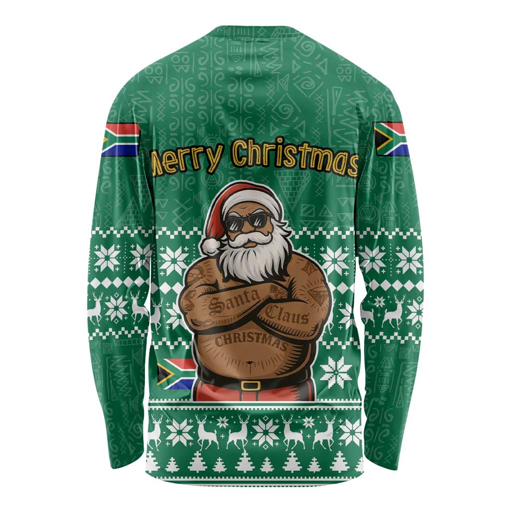 South Africa Christmas Long Sleeve Shirt Christmas Santa Claus Tattoo - Wonder Print Shop
