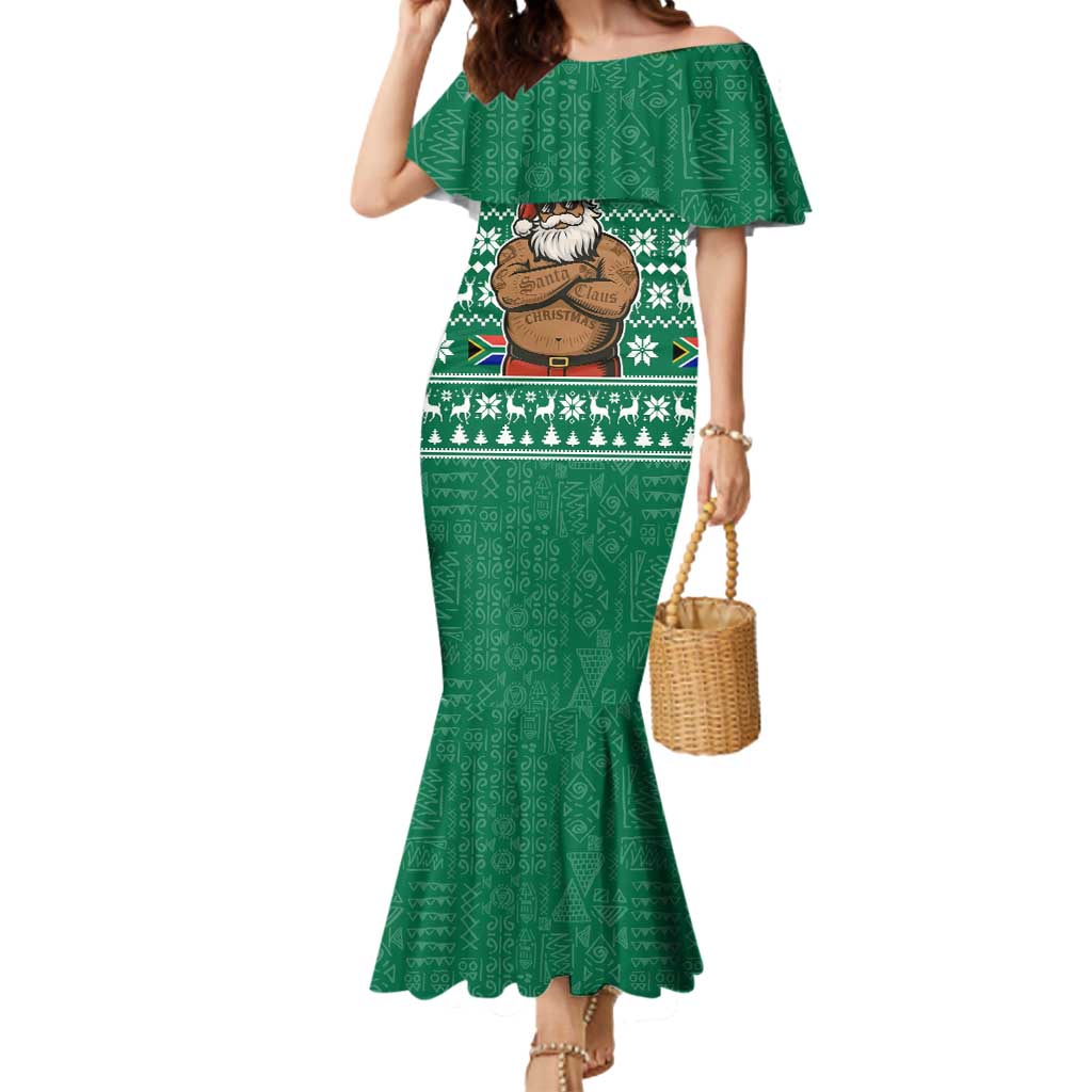 South Africa Christmas Mermaid Dress Christmas Santa Claus Tattoo - Wonder Print Shop