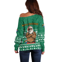 South Africa Christmas Off Shoulder Sweater Christmas Santa Claus Tattoo - Wonder Print Shop