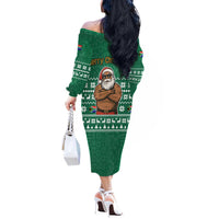 South Africa Christmas Off The Shoulder Long Sleeve Dress Christmas Santa Claus Tattoo - Wonder Print Shop