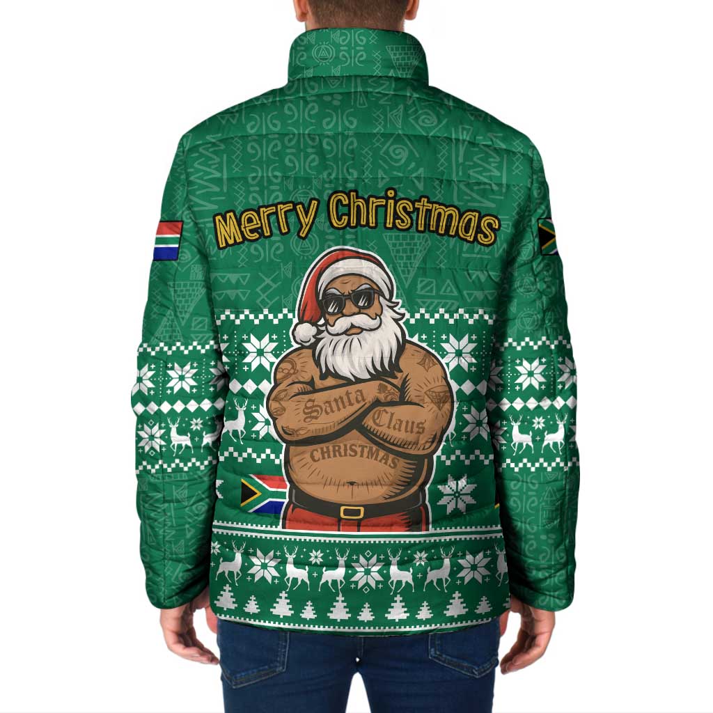 South Africa Christmas Padded Jacket Christmas Santa Claus Tattoo - Wonder Print Shop