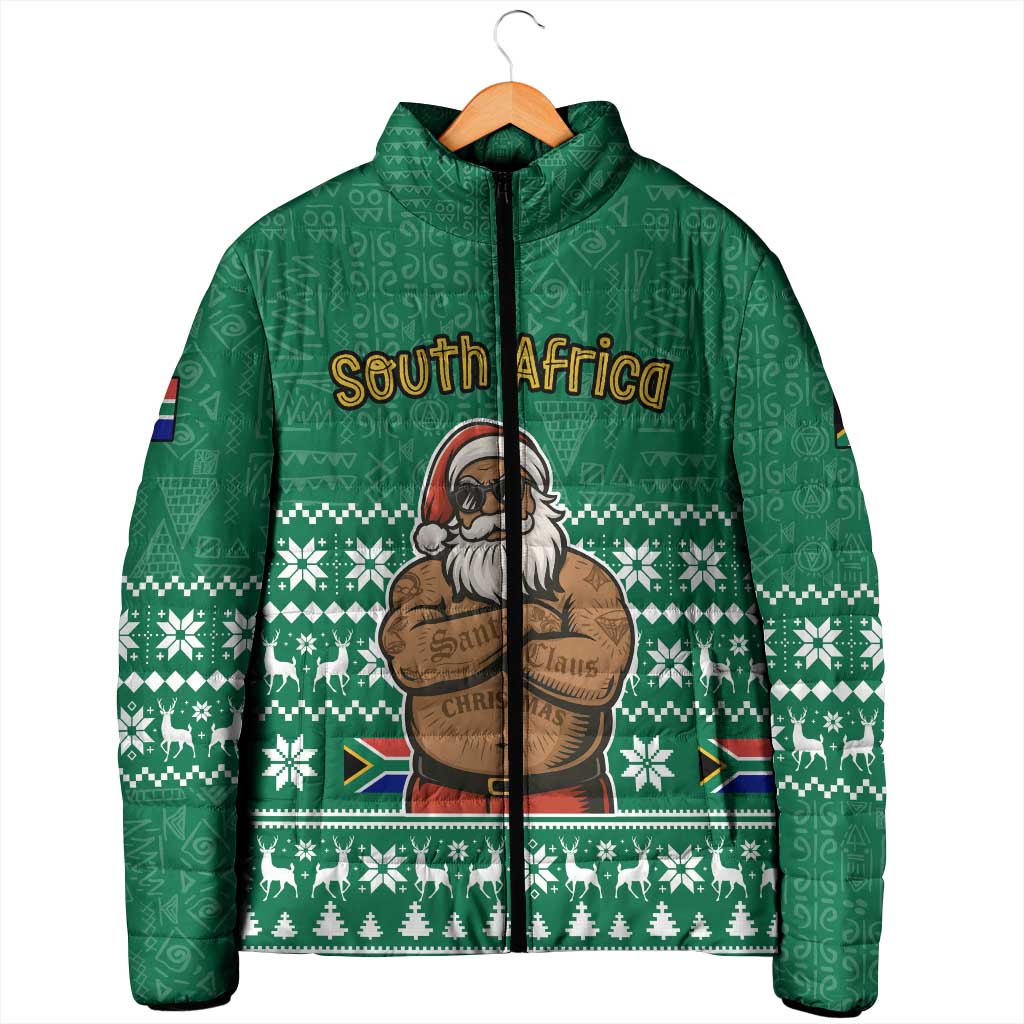 South Africa Christmas Padded Jacket Christmas Santa Claus Tattoo - Wonder Print Shop