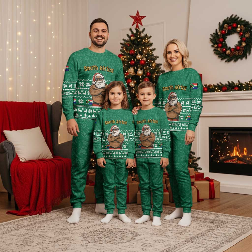 South Africa Christmas Pajama Set Christmas Santa Claus Tattoo - Wonder Print Shop