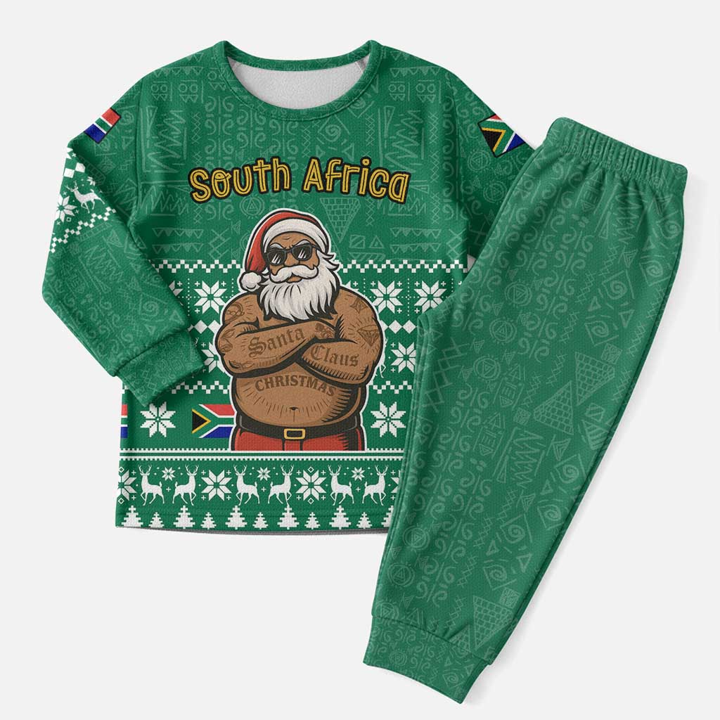 South Africa Christmas Pajama Set Christmas Santa Claus Tattoo - Wonder Print Shop
