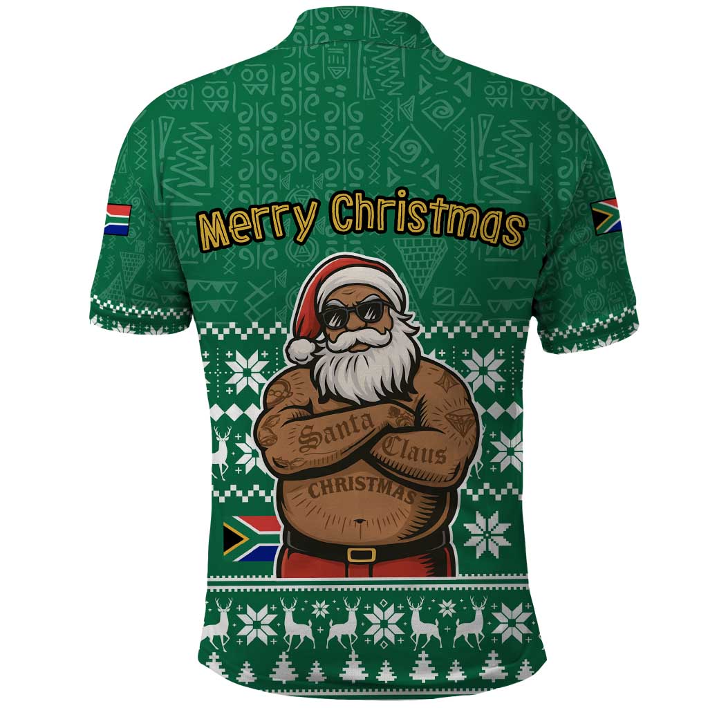 South Africa Christmas Polo Shirt Christmas Santa Claus Tattoo - Wonder Print Shop