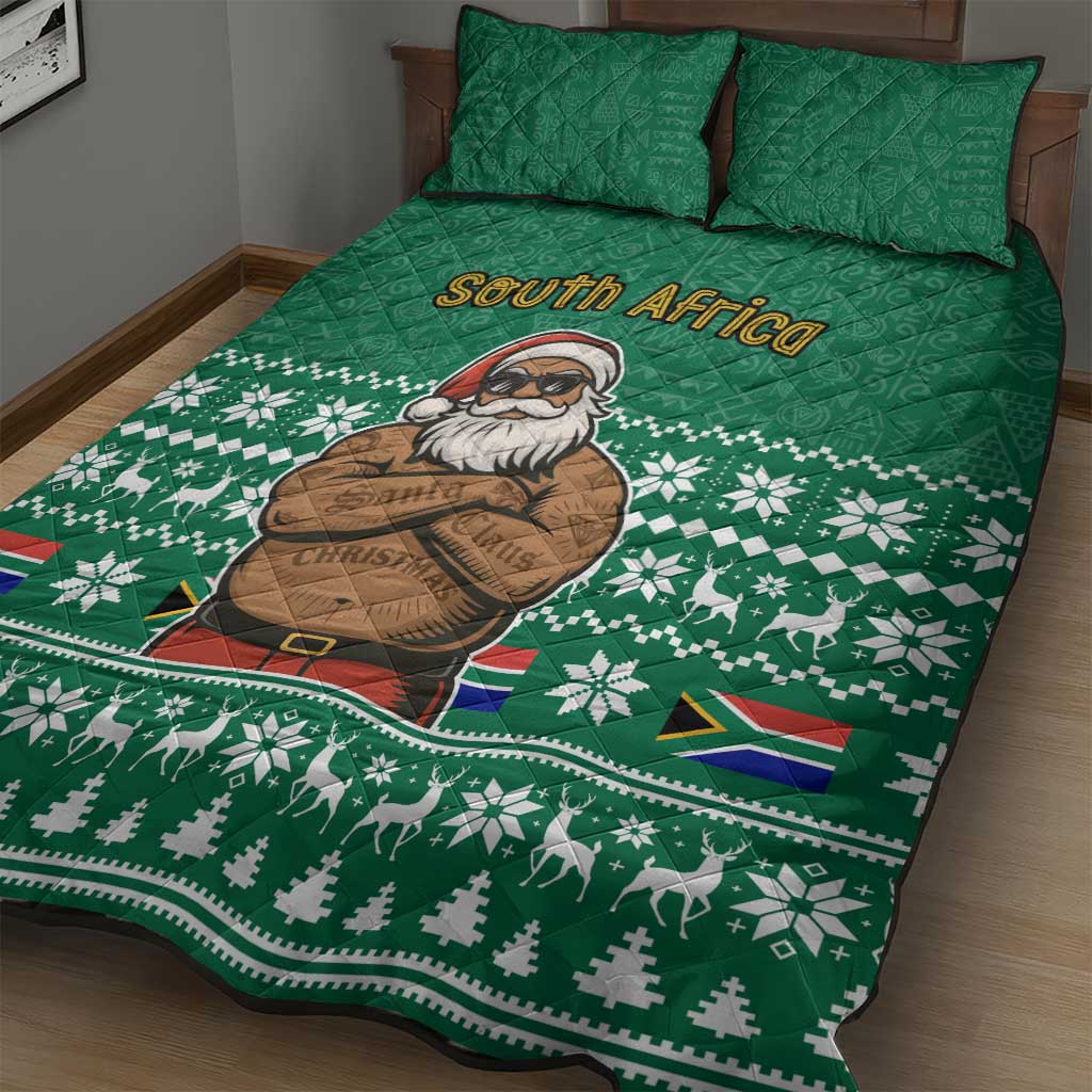 South Africa Christmas Quilt Bed Set Christmas Santa Claus Tattoo - Wonder Print Shop