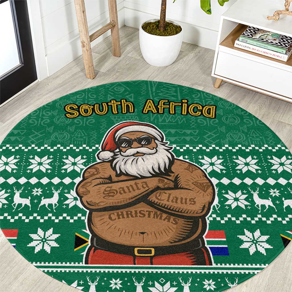 South Africa Christmas Round Carpet Christmas Santa Claus Tattoo - Wonder Print Shop