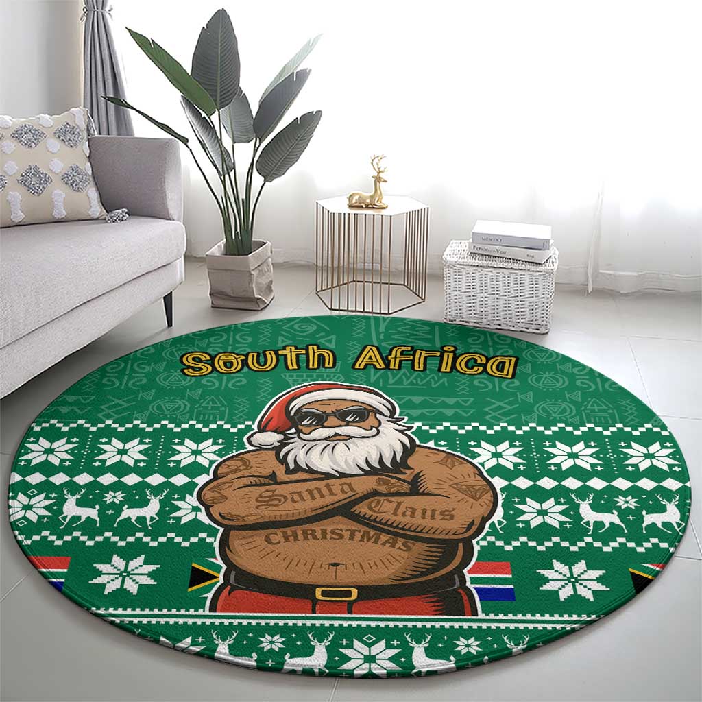 South Africa Christmas Round Carpet Christmas Santa Claus Tattoo - Wonder Print Shop