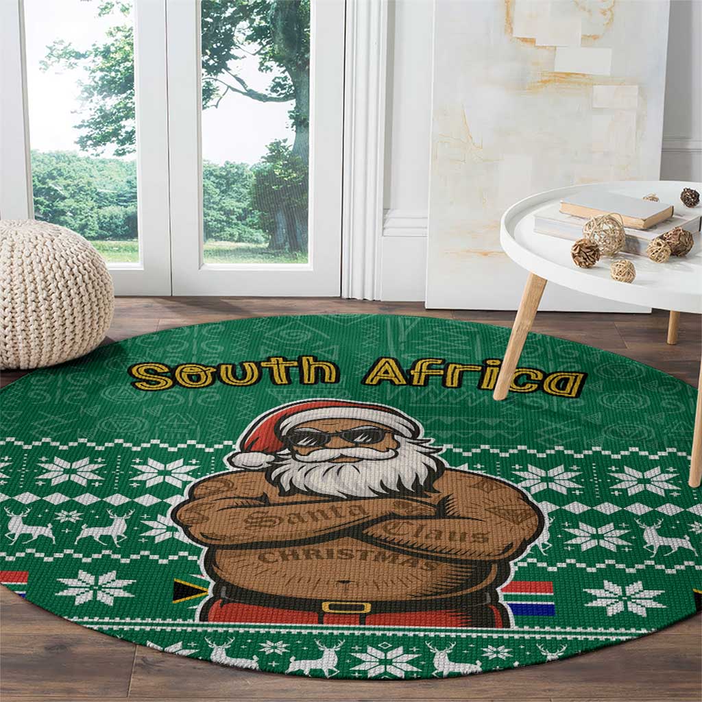 South Africa Christmas Round Carpet Christmas Santa Claus Tattoo - Wonder Print Shop