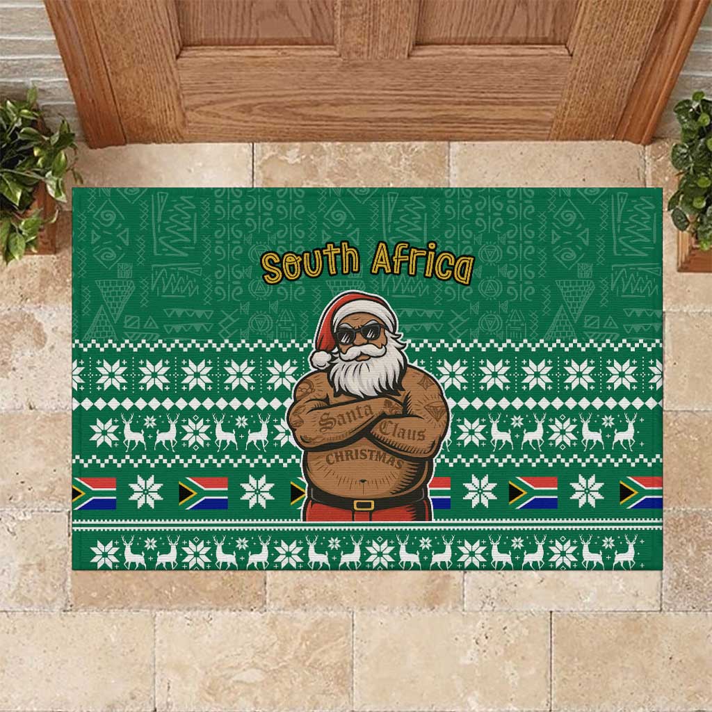 South Africa Christmas Rubber Doormat Christmas Santa Claus Tattoo - Wonder Print Shop