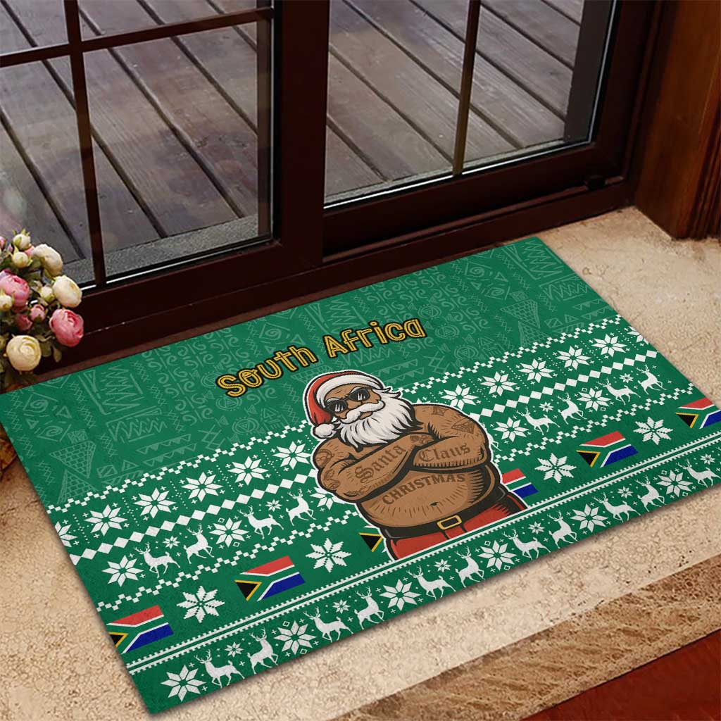 South Africa Christmas Rubber Doormat Christmas Santa Claus Tattoo - Wonder Print Shop