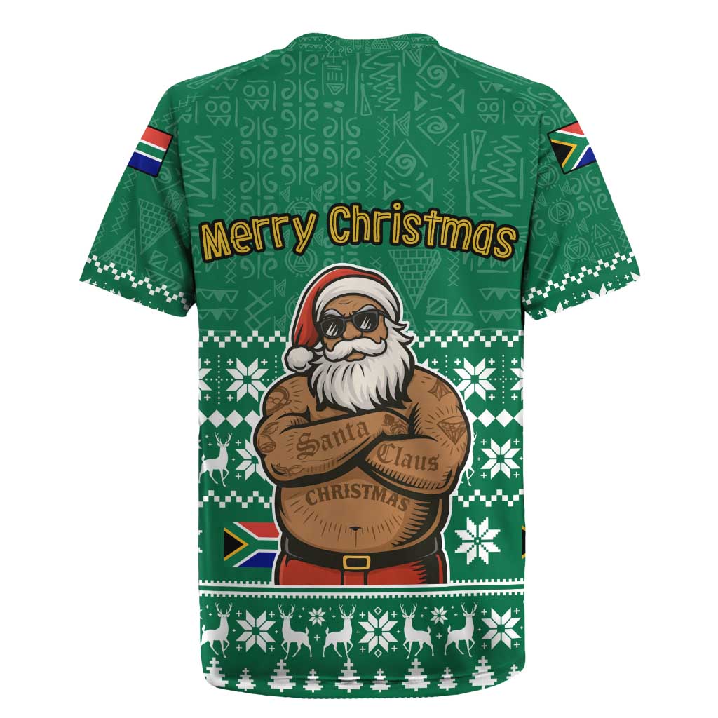 South Africa Christmas Rugby Jersey Christmas Santa Claus Tattoo - Wonder Print Shop