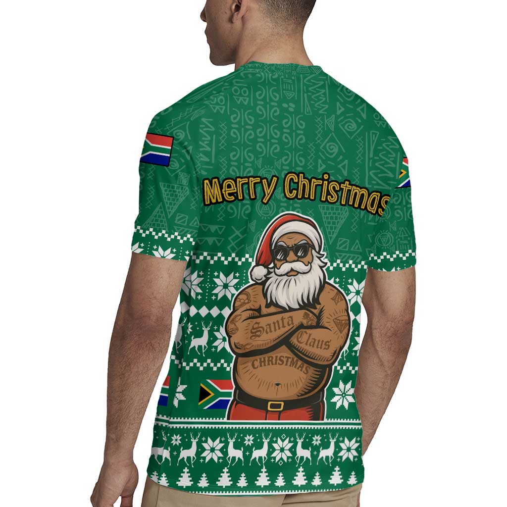 South Africa Christmas Rugby Jersey Christmas Santa Claus Tattoo - Wonder Print Shop