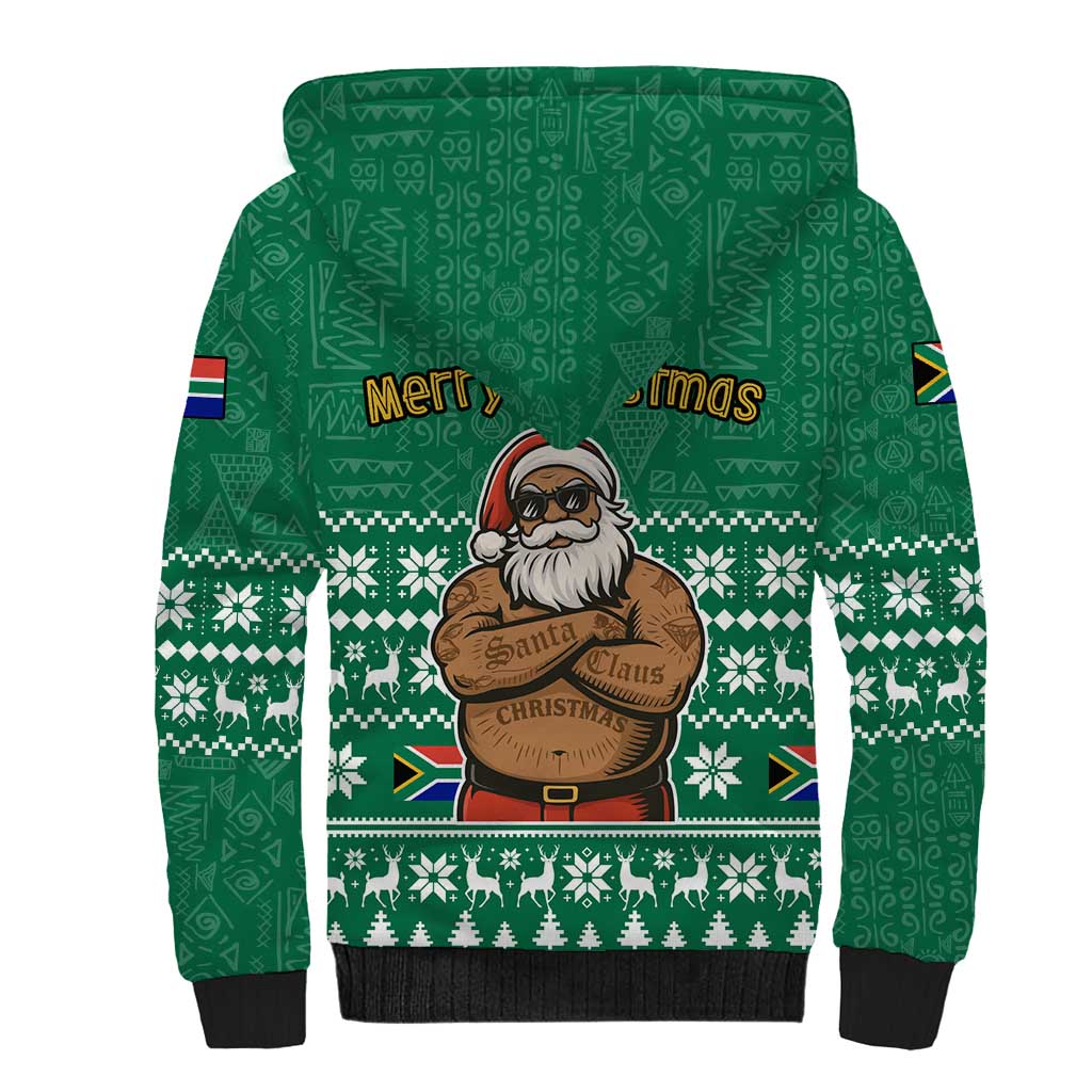 South Africa Christmas Sherpa Hoodie Christmas Santa Claus Tattoo - Wonder Print Shop