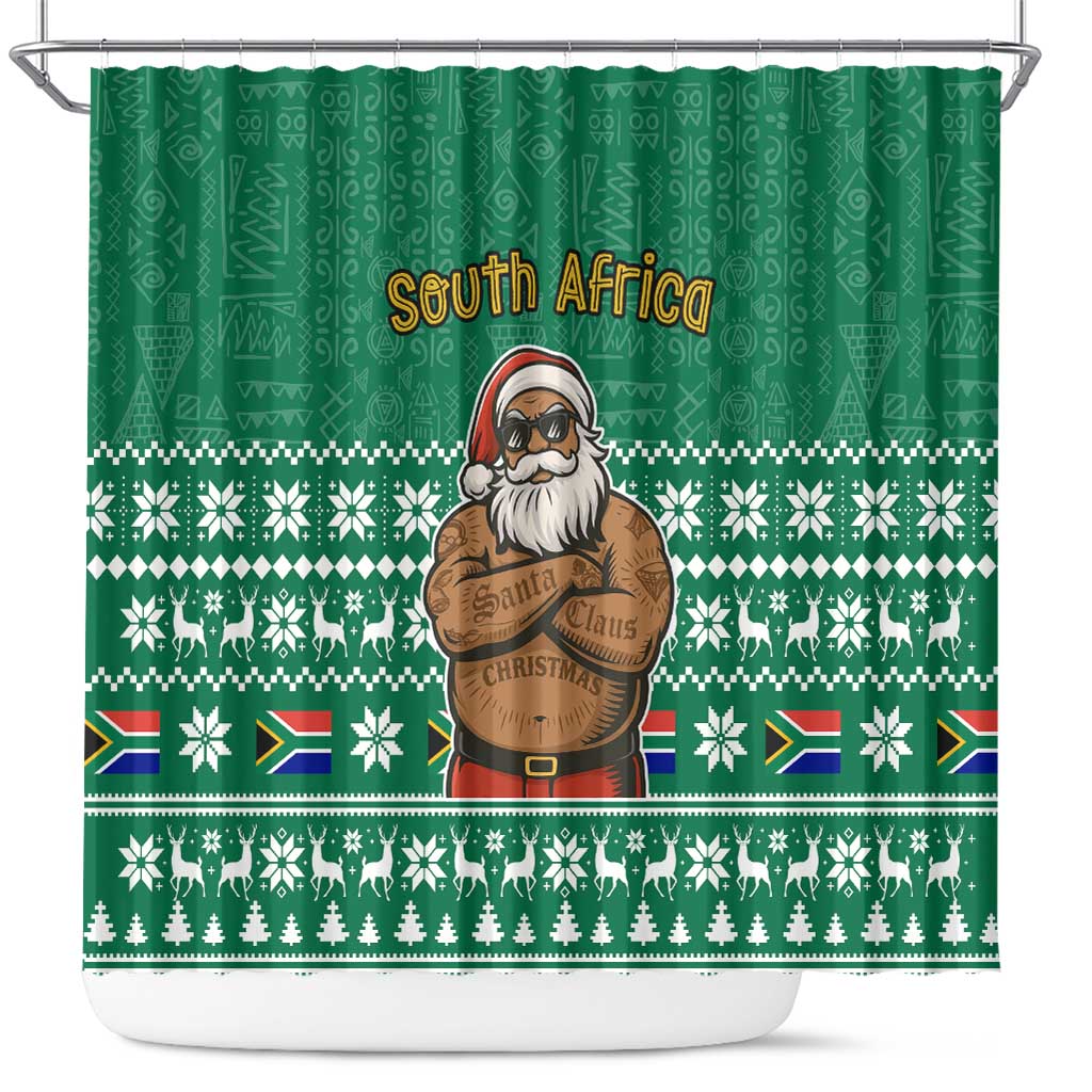 South Africa Christmas Shower Curtain Christmas Santa Claus Tattoo - Wonder Print Shop