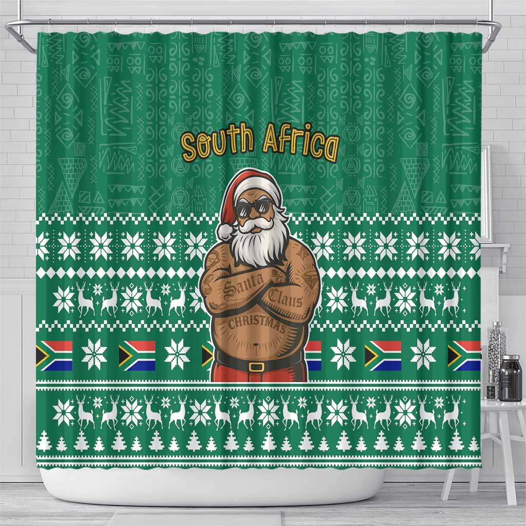 South Africa Christmas Shower Curtain Christmas Santa Claus Tattoo - Wonder Print Shop