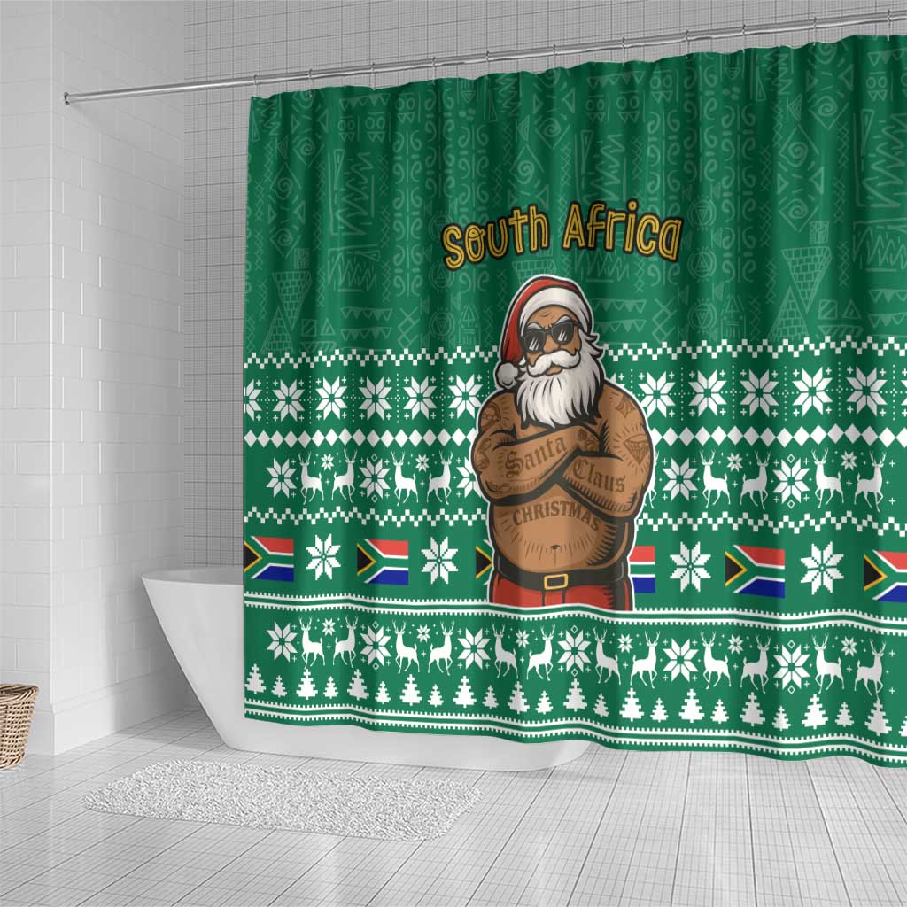 South Africa Christmas Shower Curtain Christmas Santa Claus Tattoo - Wonder Print Shop