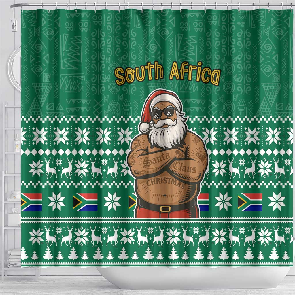 South Africa Christmas Shower Curtain Christmas Santa Claus Tattoo - Wonder Print Shop