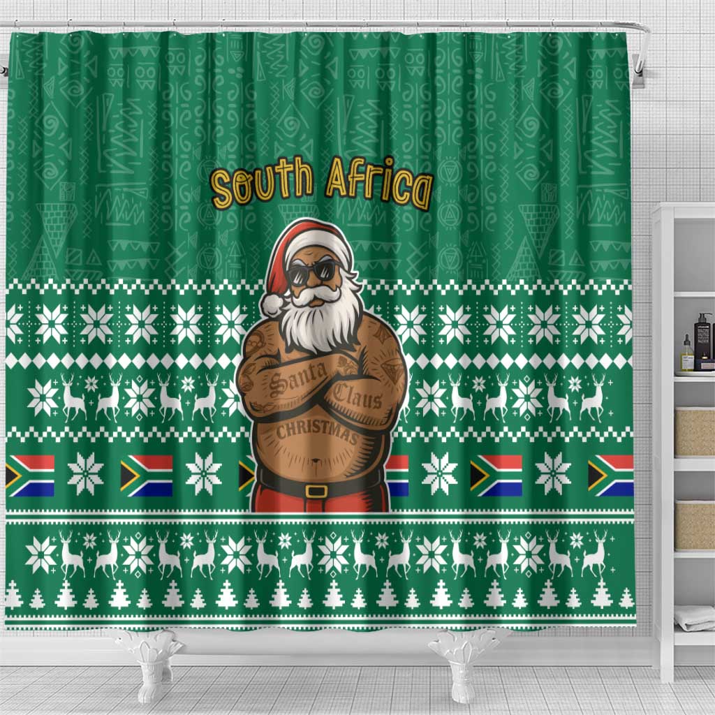 South Africa Christmas Shower Curtain Christmas Santa Claus Tattoo - Wonder Print Shop