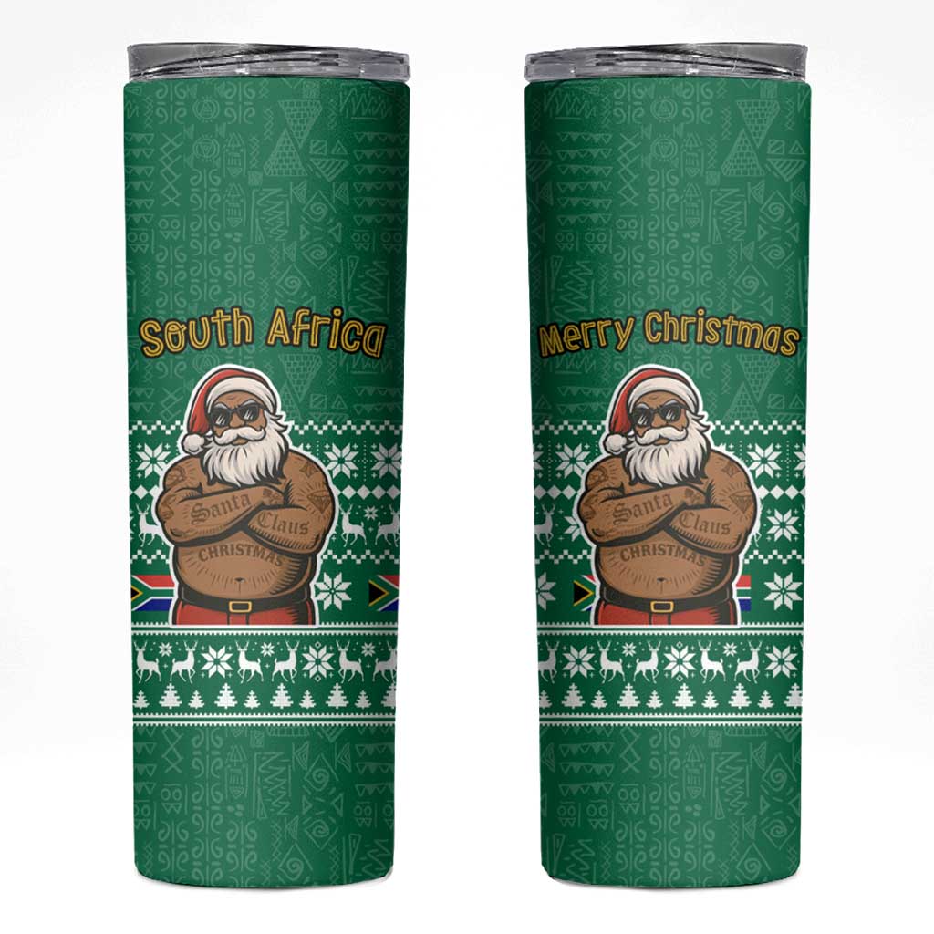 South Africa Christmas Skinny Tumbler Christmas Santa Claus Tattoo - Wonder Print Shop