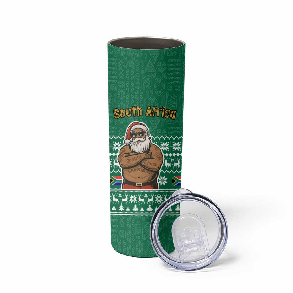 South Africa Christmas Skinny Tumbler Christmas Santa Claus Tattoo - Wonder Print Shop