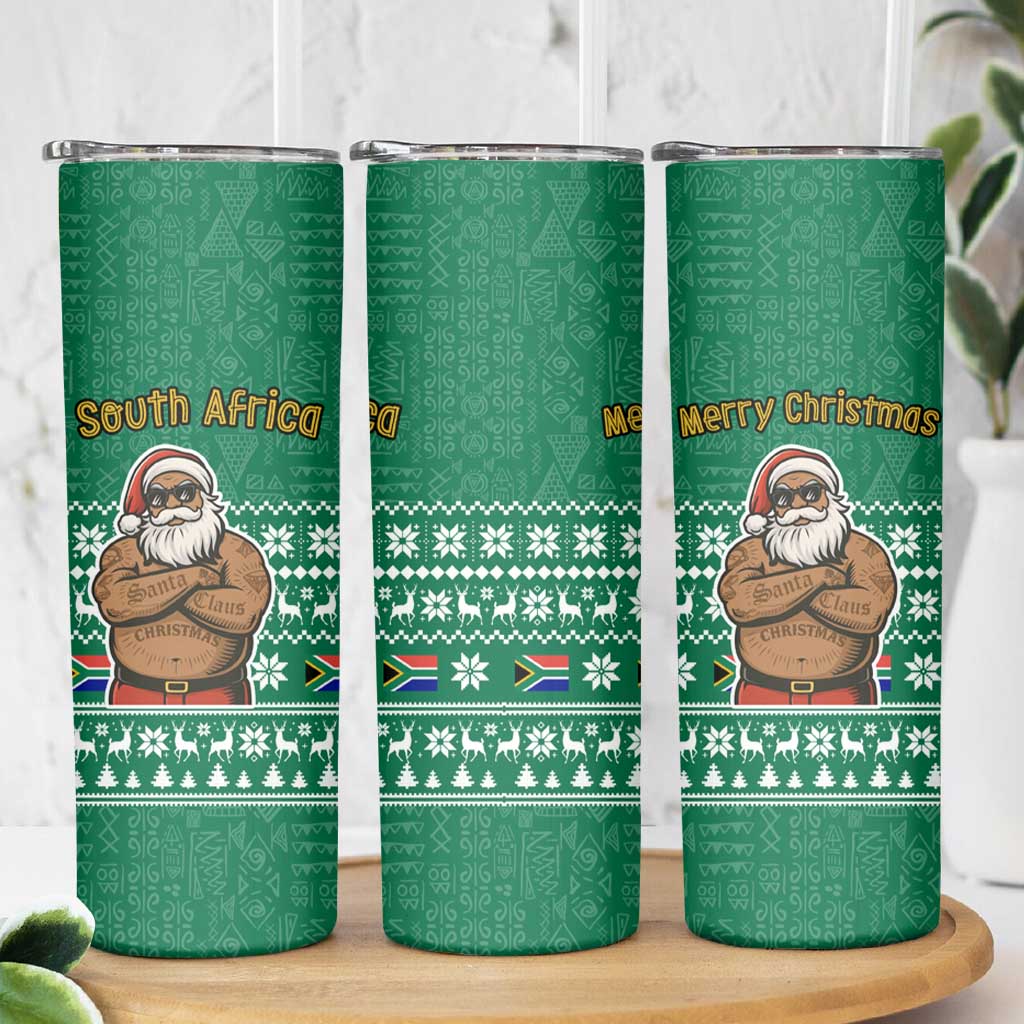 South Africa Christmas Skinny Tumbler Christmas Santa Claus Tattoo - Wonder Print Shop