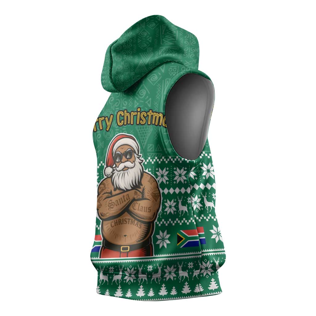 South Africa Christmas Sleeveless Hoodie Christmas Santa Claus Tattoo - Wonder Print Shop