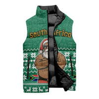 South Africa Christmas Sleeveless Puffer Jacket Christmas Santa Claus Tattoo - Wonder Print Shop