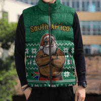South Africa Christmas Sleeveless Puffer Jacket Christmas Santa Claus Tattoo - Wonder Print Shop