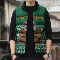 South Africa Christmas Sleeveless Puffer Jacket Christmas Santa Claus Tattoo - Wonder Print Shop