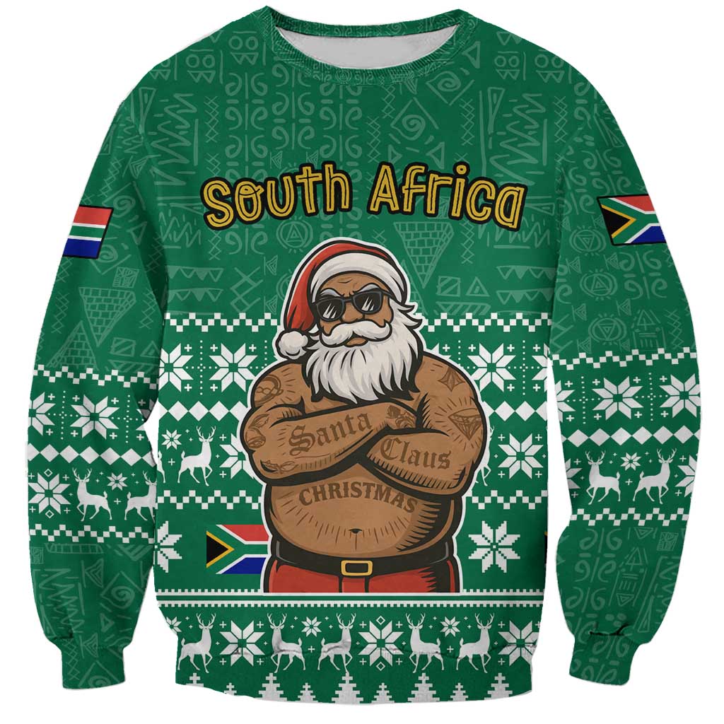 South Africa Christmas Sweatshirt Christmas Santa Claus Tattoo - Wonder Print Shop