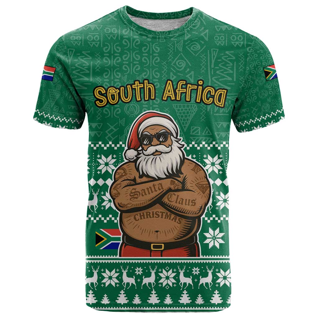 South Africa Christmas T Shirt Christmas Santa Claus Tattoo - Wonder Print Shop