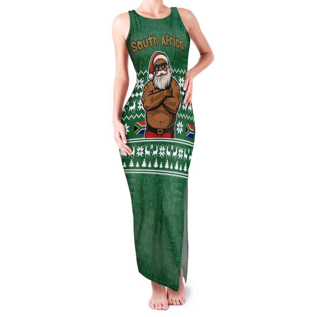 South Africa Christmas Tank Maxi Dress Christmas Santa Claus Tattoo - Wonder Print Shop