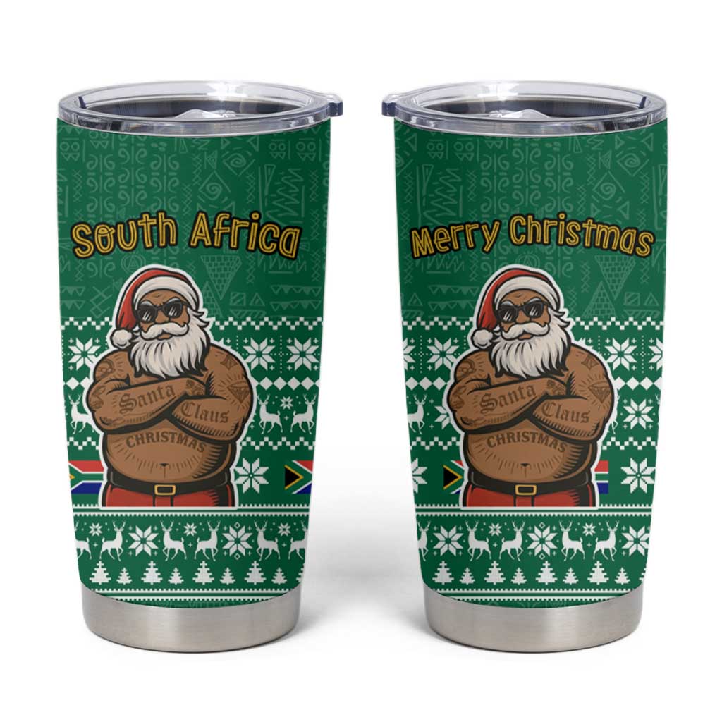 South Africa Christmas Tumbler Cup Christmas Santa Claus Tattoo - Wonder Print Shop