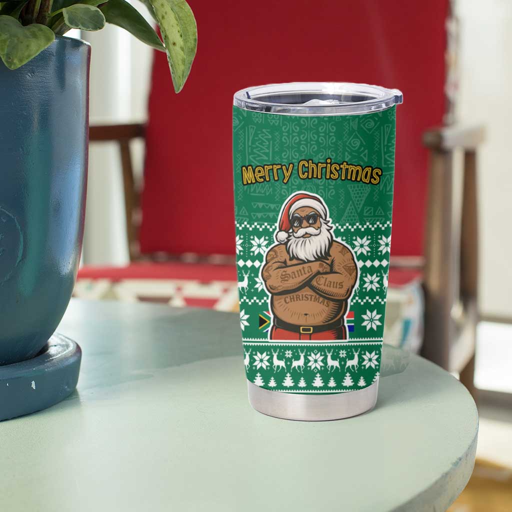 South Africa Christmas Tumbler Cup Christmas Santa Claus Tattoo - Wonder Print Shop