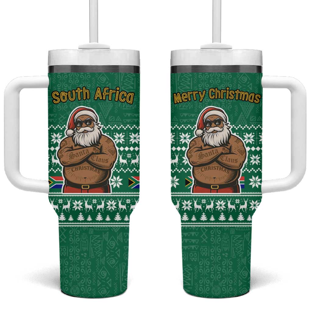 South Africa Christmas Tumbler With Handle Christmas Santa Claus Tattoo - Wonder Print Shop