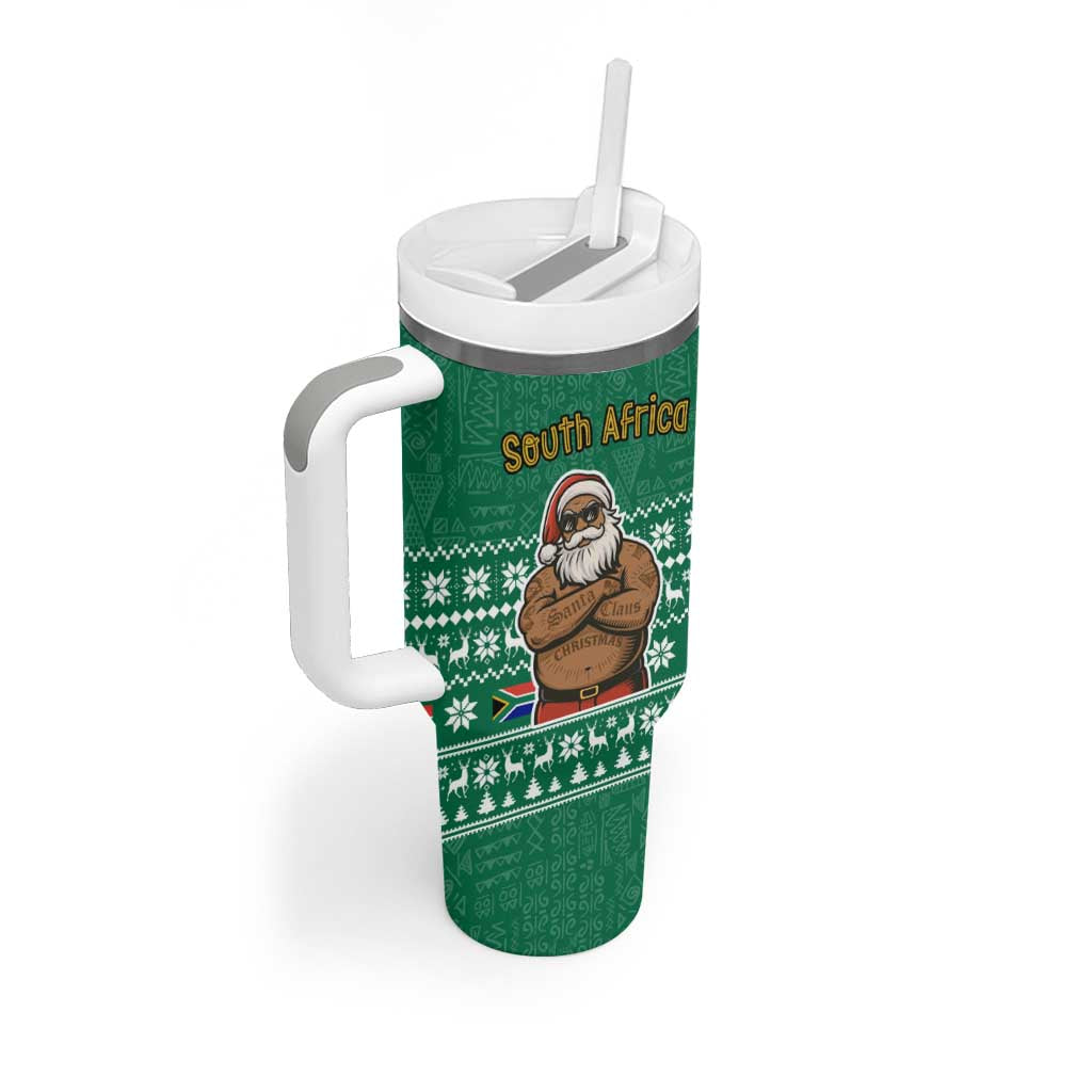 South Africa Christmas Tumbler With Handle Christmas Santa Claus Tattoo - Wonder Print Shop